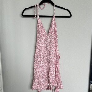 Skylar + Madison Pink Floral Raw Hem Halter Dress